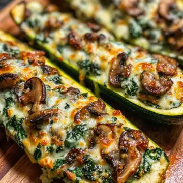 Spinach, Mushroom, and Ricotta Stuffed Zucchini Boats Recipe