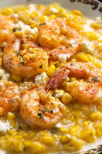 Creamed Corn with Old Bay Shrimp