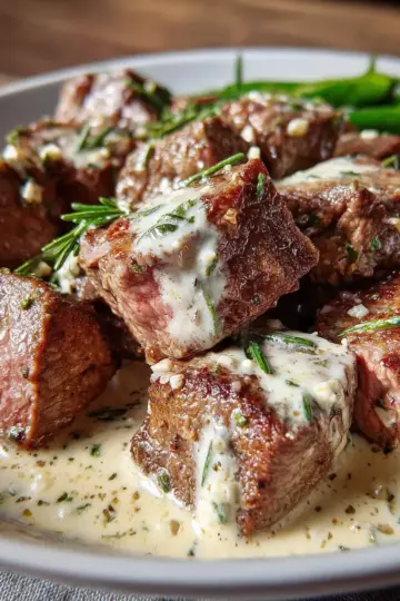 Garlic Butter Steak Bites with Parmesan Cream Sauce