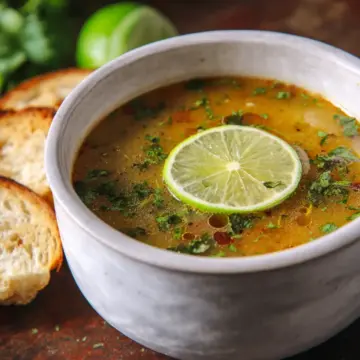 Mexican Garlic Soup with Oregano & Fresh Lime