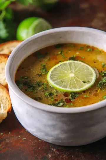 Mexican Garlic Soup with Oregano & Fresh Lime