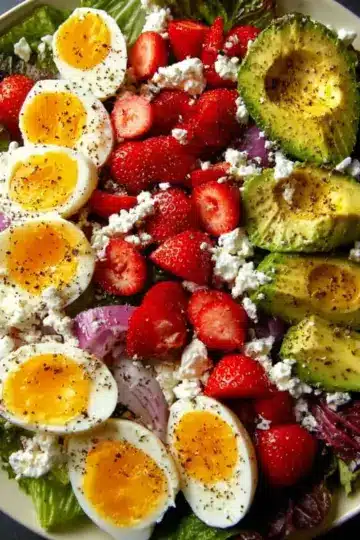 Easter Garden Salad with Feta, Hard-Boiled Eggs, and Fresh Fruits Recipe