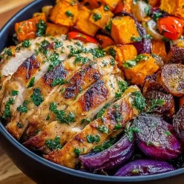 Maple Dijon Chicken Bowl with Roasted Sweet Potatoes & Veggies: An Amazing Ultimate Recipe