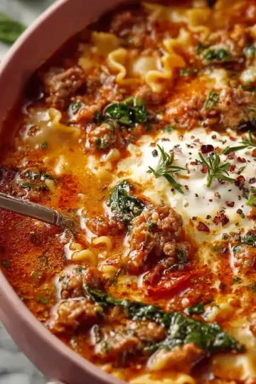 Mouthwatering Spicy Lasagna Soup