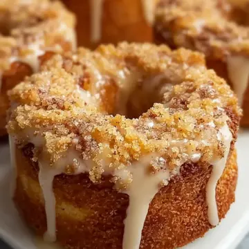 Baked Coffee Cake Donuts with Vanilla Glaze