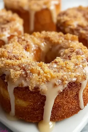 Baked Coffee Cake Donuts with Vanilla Glaze