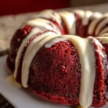 Moist Red Velvet Bundt Cake with Cream Cheese Glaze