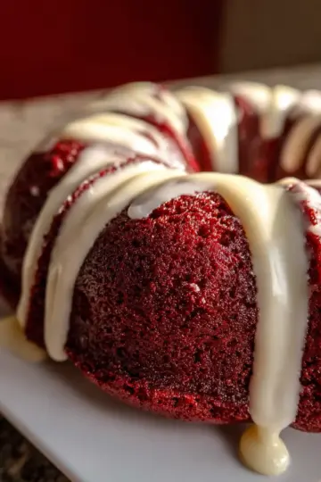 Moist Red Velvet Bundt Cake with Cream Cheese Glaze