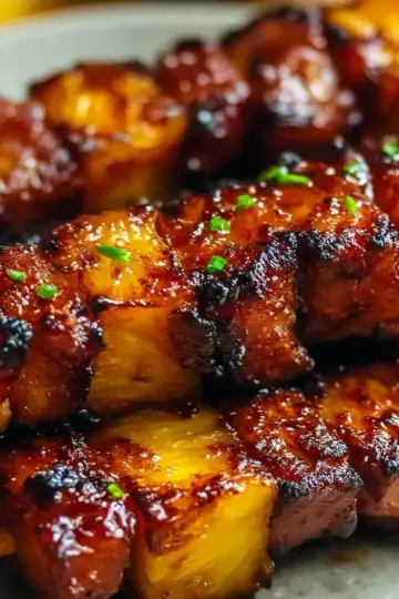Pineapple BBQ Pork Skewers