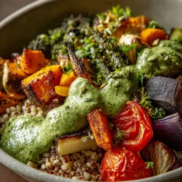Roasted Vegetable Bowls with Green Tahini