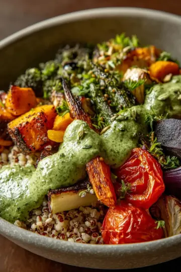 Roasted Vegetable Bowls with Green Tahini