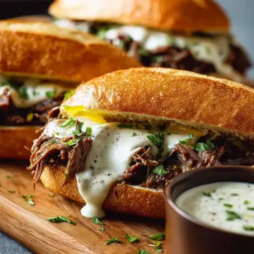 Easy Italian-Style Shredded Beef Sandwiches with Garlic Aioli