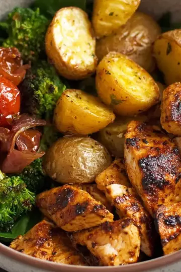 Skinny Chicken and Roasted Potato Bowl