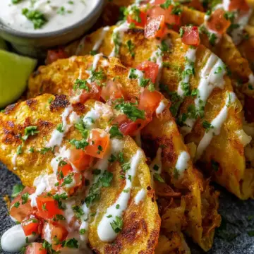 Crispy Potato and Bean Tacos with Spicy Ranch Dip