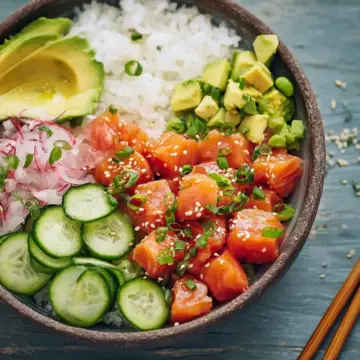 Salmon and Avocado Poke Bowl