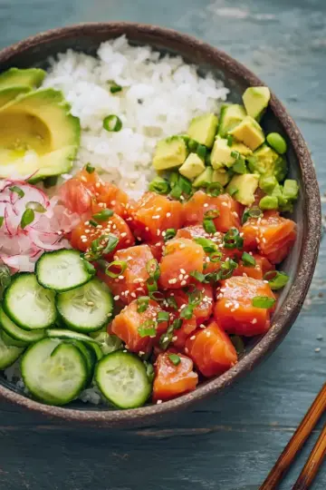 Salmon and Avocado Poke Bowl