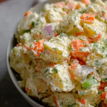Homemade Potato Salad with Carrots Onion and Celery